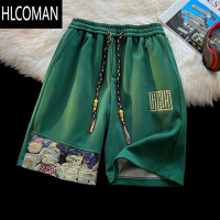 HLCOMAN男生透气牌华夫格短裤男夏季小熊设计感潮牌运动休闲宽松五分