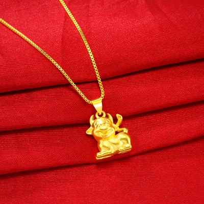 越南沙金小牛吊坠转运金牛项链镀24K金久不掉色女士仿真黄金饰品送女朋友老婆情人节七夕生日礼物