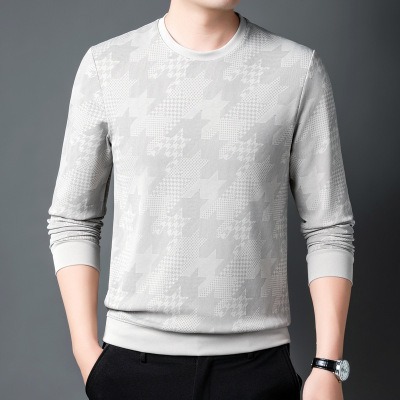 春秋宽松圆领长袖T恤男港风潮流休闲卫衣男百搭纯色宽松套头上衣