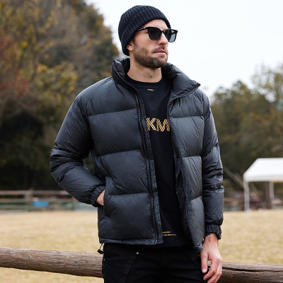 秋冬季立领男装棉服加厚男士冬装棉袄青年棉衣男士纯色连帽外套男