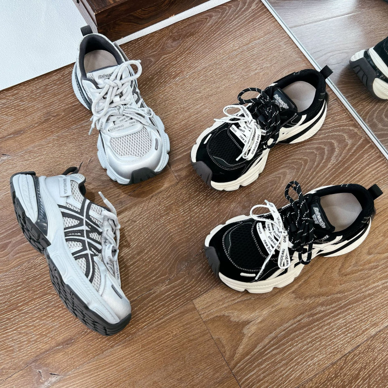 吸膜底真皮老爹鞋女秋季新款厚底双鞋带运动鞋休闲百搭鞋子女