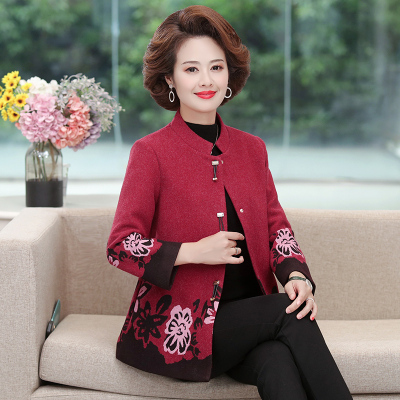 七斓中年妈妈秋装2020新款气质毛呢外套中老年女装洋气短款长袖上衣毛呢外套