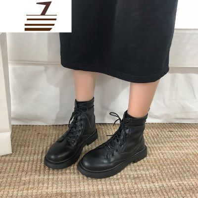 尗卡早网红黑色帅气ann马丁靴女新款英伦风机车靴显瘦短靴百搭女士靴子