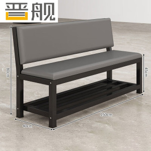 晋舰长条凳软包沙发换鞋凳等候靠背休息区长条椅子150*45*80cm双层