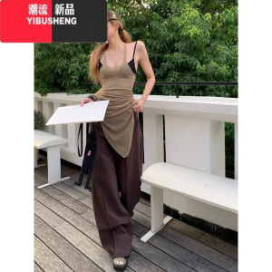 YIBUSHENG沙丘废土风吊带背心连衣裙女季欧美式性感修身显瘦辣妹包臀裙子
