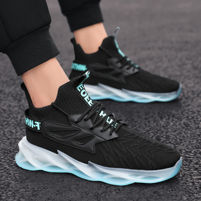 跨洋(KUAYANG)夏季2021年新款刀锋鞋男薄款飞织透气百搭休闲户外跑步鞋运动鞋舒适透气男鞋子D