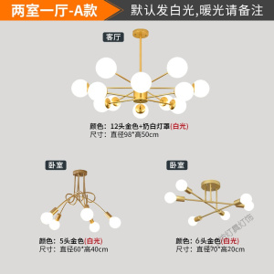 苏宁放心购 北欧客厅吊灯现代简约卧室家用轻奢三室两厅全屋套餐组合魔豆灯具