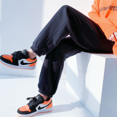 [1折价39.9元,叠加优惠券]唐狮 运动裤女秋季宽松厚款黑色抽绳显瘦束脚裤休闲直筒束脚卫裤ins