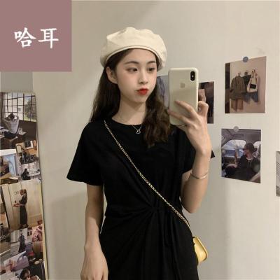 裙子连衣裙学生仙女裙韩版小清新夏季韩版2021新款收腰显瘦中长款chic休闲打底短袖连衣裙子女学生长裙女连衣裙长款学生