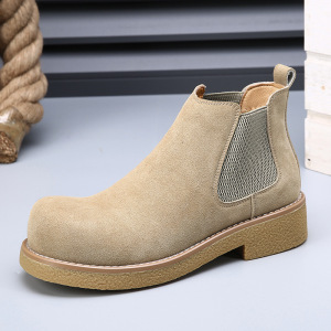 极简切尔西靴男真皮大头马丁靴男潮款短靴厚底增高英伦风休闲男靴