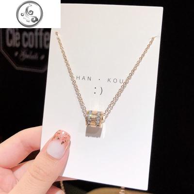 轻奢玫瑰金罗马数字母项链女潮网红锁骨颈链简约ins小众钛钢吊坠 JiMi