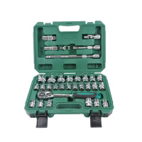 长鹿工具 32件12.5mm系列镜面铬钒套筒方盒组套(自脱棘轮) 1套