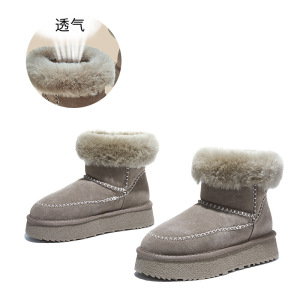 真羊毛真皮雪地靴女冬季新款加绒保暖棉靴复古短靴百搭靴子女