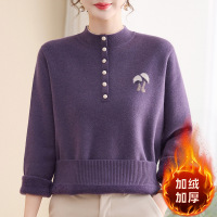 中老年女装妈妈装针织毛衣新款洋气加厚保暖内搭打底衫上衣
