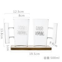 简约玻璃漱口杯套装洗漱杯情侣杯牙缸水杯杯子创意日本透明刷牙杯 三维工匠 白字goodmorning(单杯)