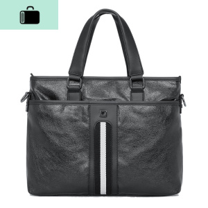 2020新款男包商务包男士手提包公文包横款单肩包斜挎包电脑包背包NEW LAKE 黑色 黑色