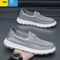 聚范帆布男鞋夏季透气一脚蹬黑色冰丝布鞋休闲轻便防滑低帮橡胶