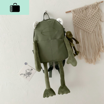 原创ins书包女韩版高中学生背包校园少女卡通呆萌可爱青蛙双肩包NEW LAKE 绿色