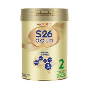 原装进口爱尔兰港版香港惠氏(Wyeth) S-26金装HMO婴幼儿儿童牛奶奶粉2段(6-12个月) 900g