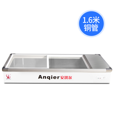 安淇尔台式海鲜柜铜管商用卧式冰柜台面玻璃门冷藏柜不锈钢内胆展示柜夜宵摊烧烤摊展示柜海鲜市场推荐款TCD-150T铜管