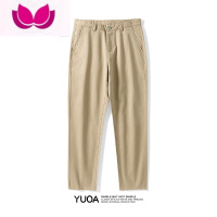 七斓YUOA 款百搭商务休闲长裤男卡其色黑色宽松直筒潮牌工装裤子