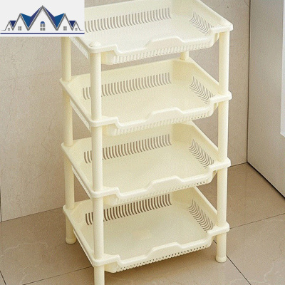 放水果蔬菜蓝筐子三四层收纳储物塑料置物整理架箱盒大号厨房4层 三维工匠收纳盒