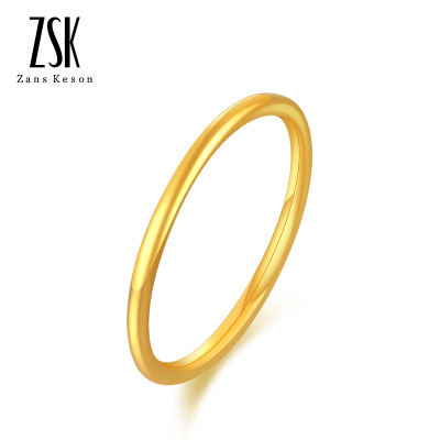 ZSK珠宝黄金戒指女光圈简约999足金戒指女士饰品三生三世素圈指环金戒指珠宝首饰情人节送女友礼物工费70元0.77克12号-