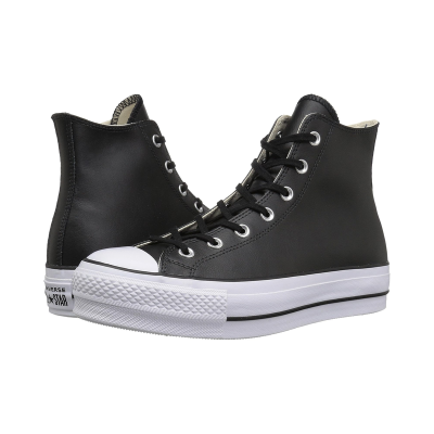 匡威(CONVERSE)高帮系带平台皮革帆布女鞋舒适防滑加厚底休闲运动