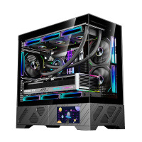 玩嘉千禧MATX副屏版 黑色 游戏电脑台式机箱 支持360水冷 M-ATX主板 5.5吋LCD屏270°海景房