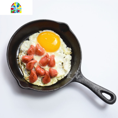 铸铁底锅荷兰松饼煎烤锅无涂层煎饺烙饼锅牛排锅煎蛋 FENGHOU 25CM送手柄套+油刷煎锅