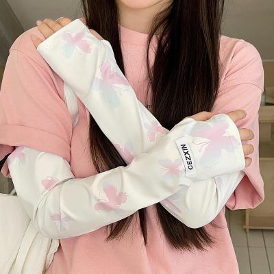 渐变蝴蝶冰袖女夏季百搭新款防晒防紫外线手袖户外透气宽松冰丝袖