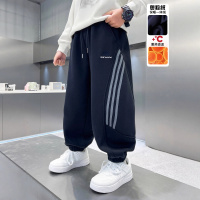 男童加绒裤子秋冬款新款儿童冬季装加厚痞帅一体绒炸街运动裤