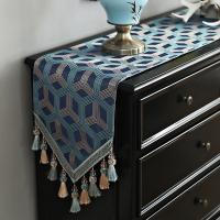 美帮汇欧式餐桌桌旗现代简约茶几桌布茶席电视柜餐边柜长条盖布布艺家用 时盎蓝色 32*220cm