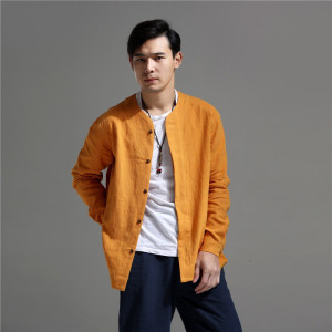 举翼王子盘扣棉麻中国风男装苎麻衬衫休闲民族风上衣