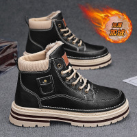 马丁靴男款冬季新款加绒加厚复古英伦风黑色工装机车靴