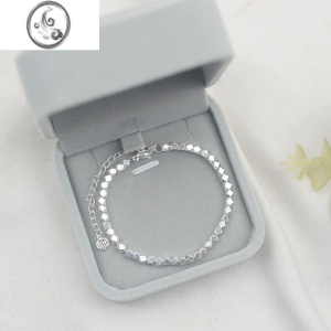 JiMi925银银碎银几两手链女小众设计感闺蜜手环手饰学生夏轻奢i新款潮 碎银几两手链送礼盒+礼袋