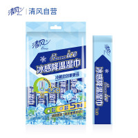 清风无香型独立装湿巾纸无纺布材质5片启封装设计家用便携