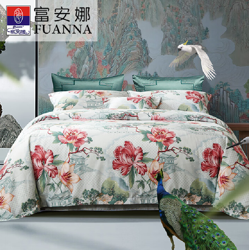 富安娜(FUANNA) 纯棉四件套/诺微花妍203*229cm