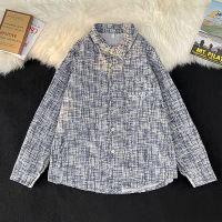 夹克男春秋季新款宽松潮牌格子潮流港风翻领上衣情侣长袖痞帅外套