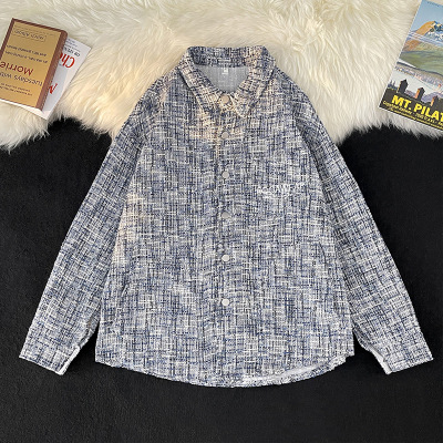 夹克男春秋季新款宽松潮牌格子潮流港风翻领上衣情侣长袖痞帅外套