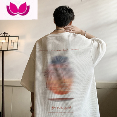 七斓简约休闲短袖T恤男夏季港风青少年情侣半袖上衣ins宽松大码体恤衫