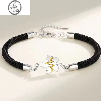 JiMi如三秋兮情侣手链ins一对简约小众枫叶编织手绳树叶手环送女友