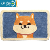 敬平卡通秋田犬植绒地毯地垫家用卧室卫生间门口浴室防滑垫吸水脚垫