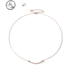 韩国简约弧形长条超闪笑脸项链女新款个性气质玫瑰金网红锁骨颈链 JiMi 玫瑰金