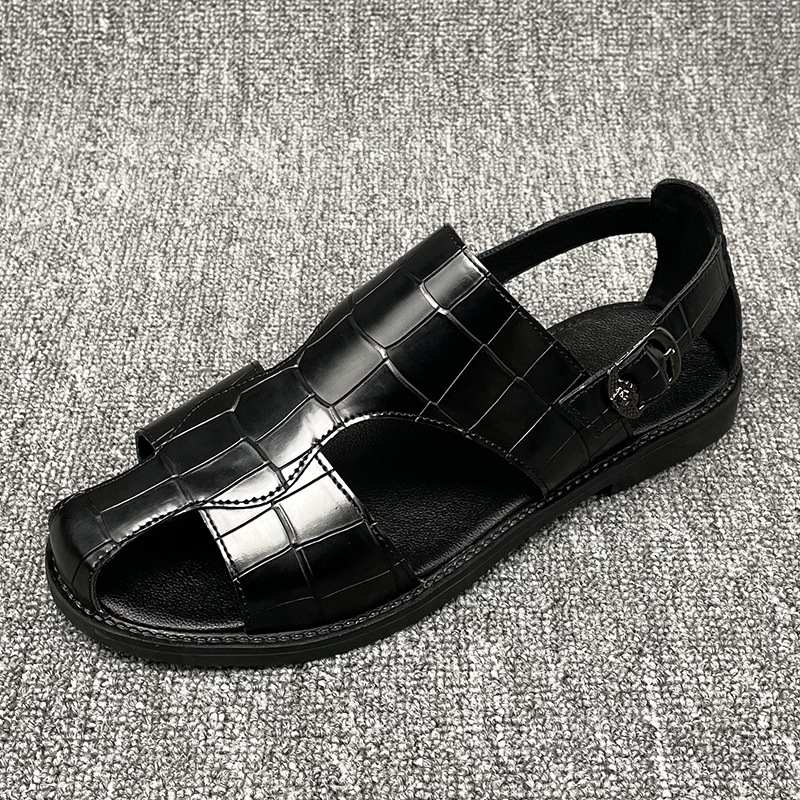 大码47 48供货凉鞋男真皮2025新款休闲沙滩鞋外穿罗马凉皮鞋