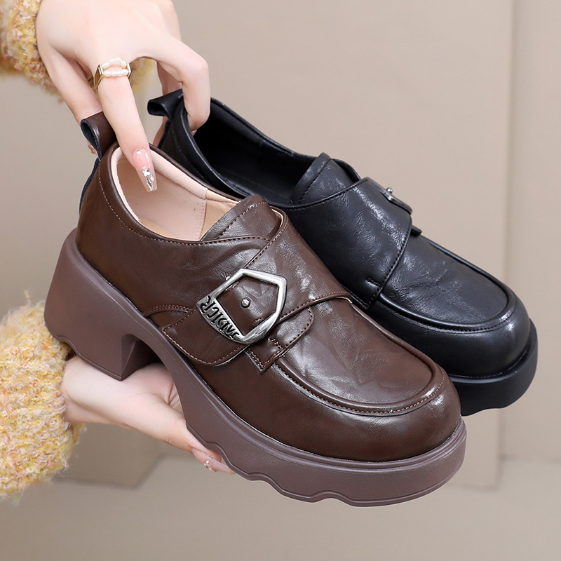 厚底真皮乐福鞋春季深口单鞋女25秋新款女鞋英伦风厚底四季小皮鞋