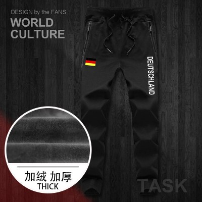 珂卡慕(KEKAMU)德国Germany国家队运动长裤子男休闲裤束脚小脚卫裤加绒长裤黑色M