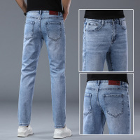 雪花兰男装牛仔裤高端男休闲百搭高奢欧货修身潮牌弹力小直筒长裤