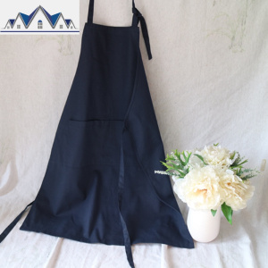无袖挂脖布艺家居帆布美术培训工作围裙服男女纯色牛仔LOGO 三维工匠
