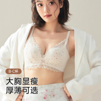 无钢圈性感蕾丝内衣女洞洞杯高级感无痕聚拢收副乳防下垂文胸罩